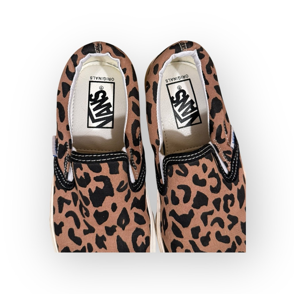 Vans Unisex Leopard Print Slip-On Sneakers Size 6 Women’s/4.5 Mens Brown/Black​ - Picture 3 of 8